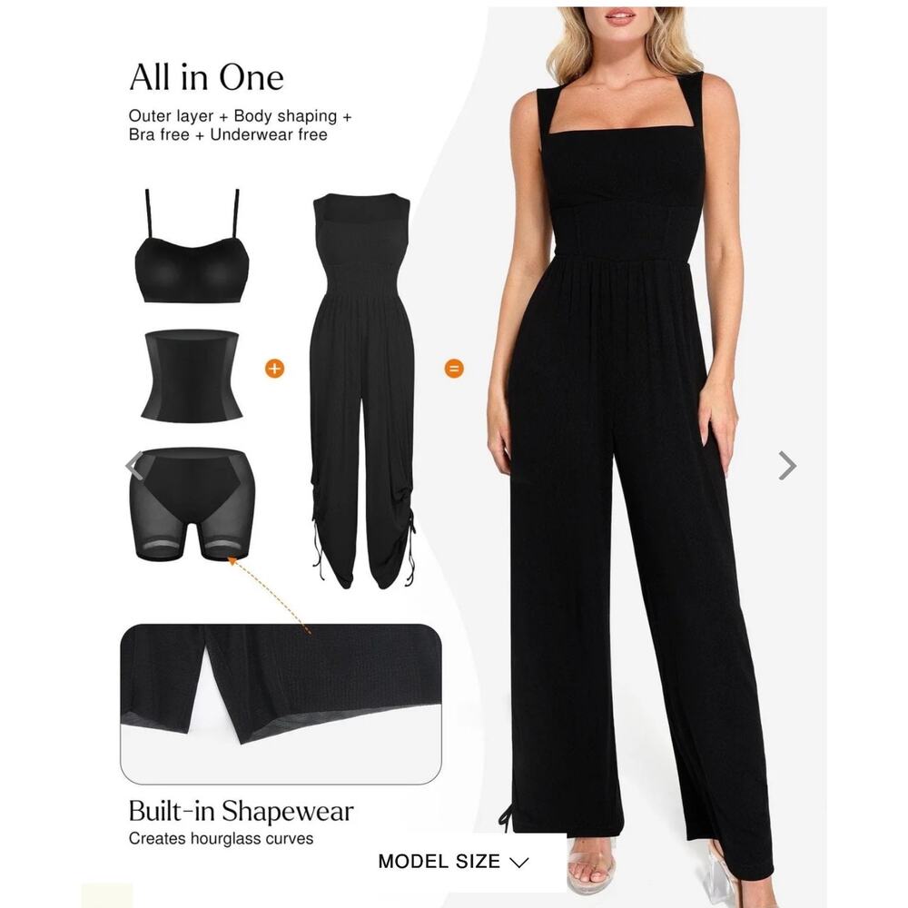 Popilush Shapewear Tummy Control Wide Leg Jumpsuit - Picture 12 of 12